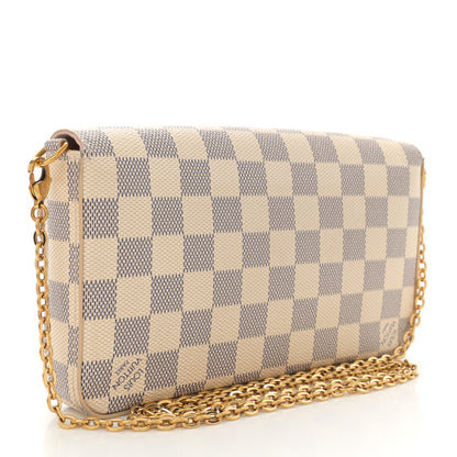 Louis Vuitton Damier Azur Pochette Felicie Chain Wallet Rose Ballerine 4 of 13