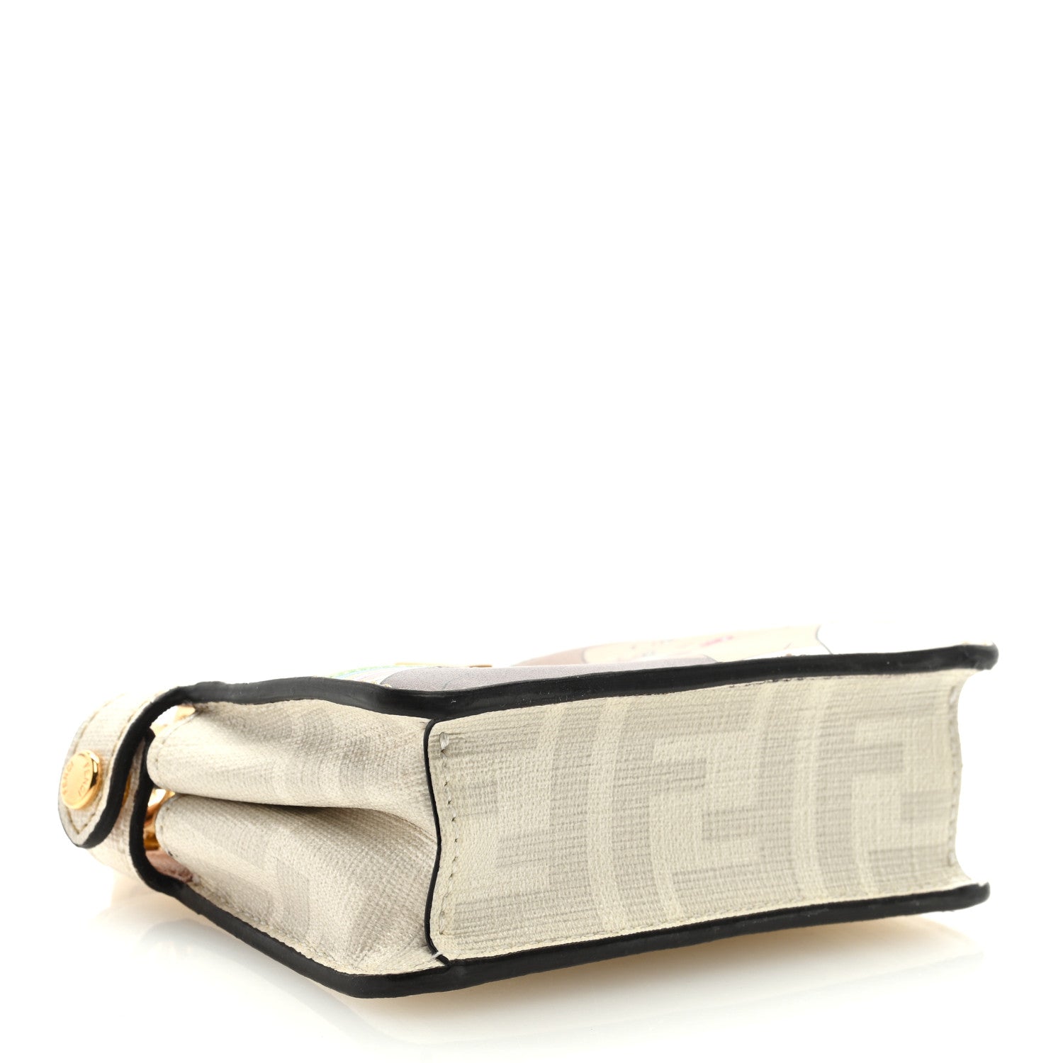 Fendi Glazed Fabric FF Bikini Girls Inlay Nano Peekaboo Maxi Handle Satchel Bianco Perla Multicolor 4 of 9