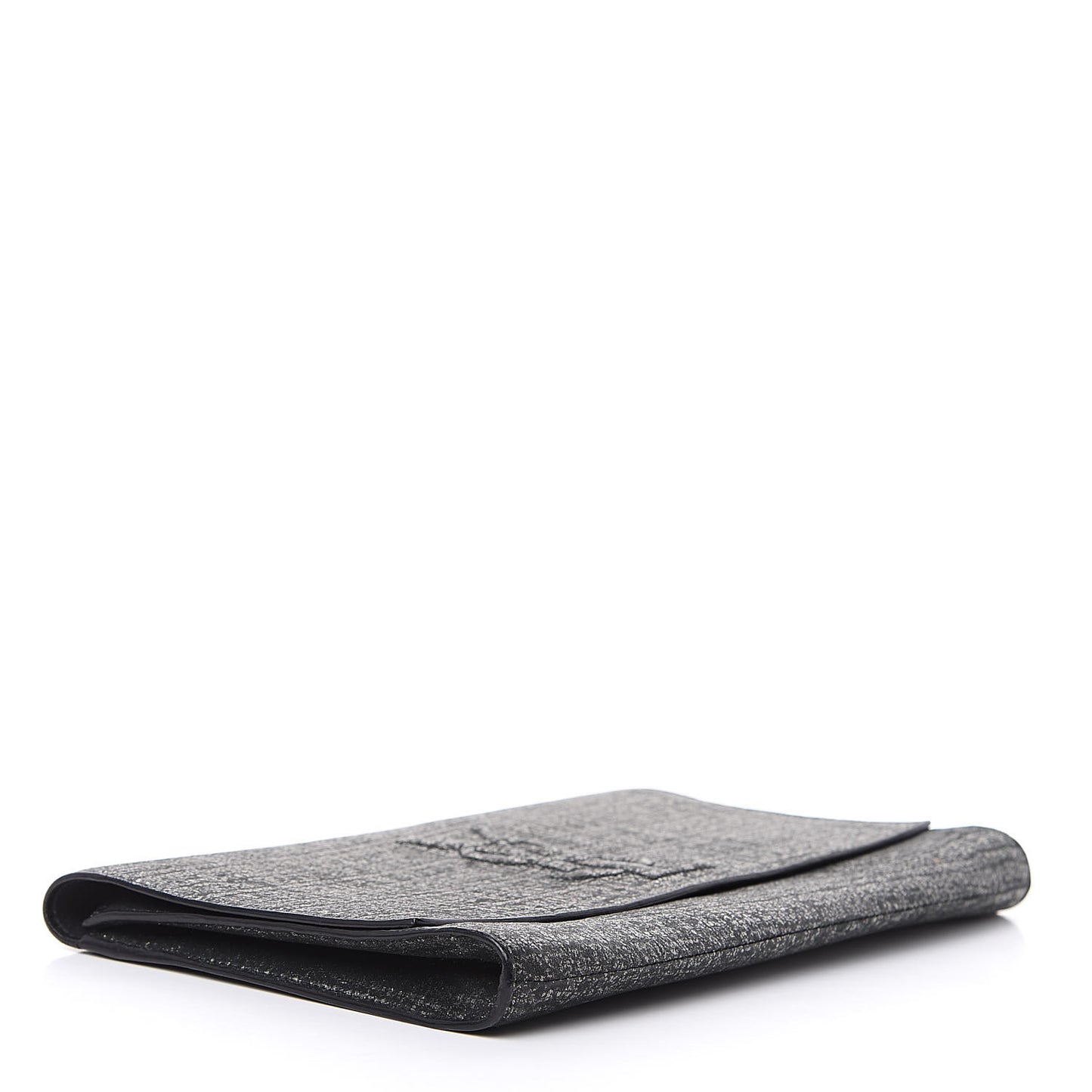 Metallic Textured Large Belle De Jour Clutch Dark Silver