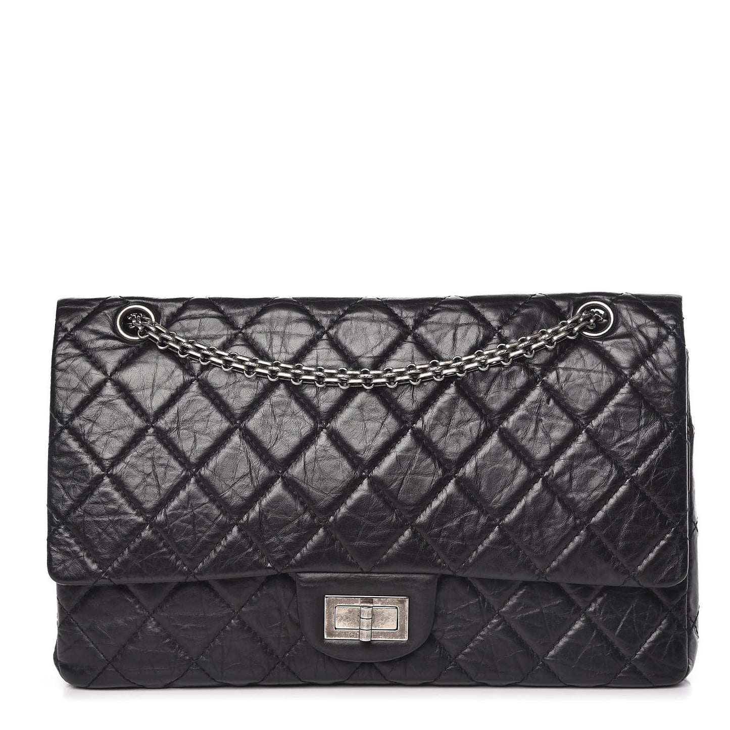Aged Calfskin Quilted 2.55 Reissue 227 Flap Black