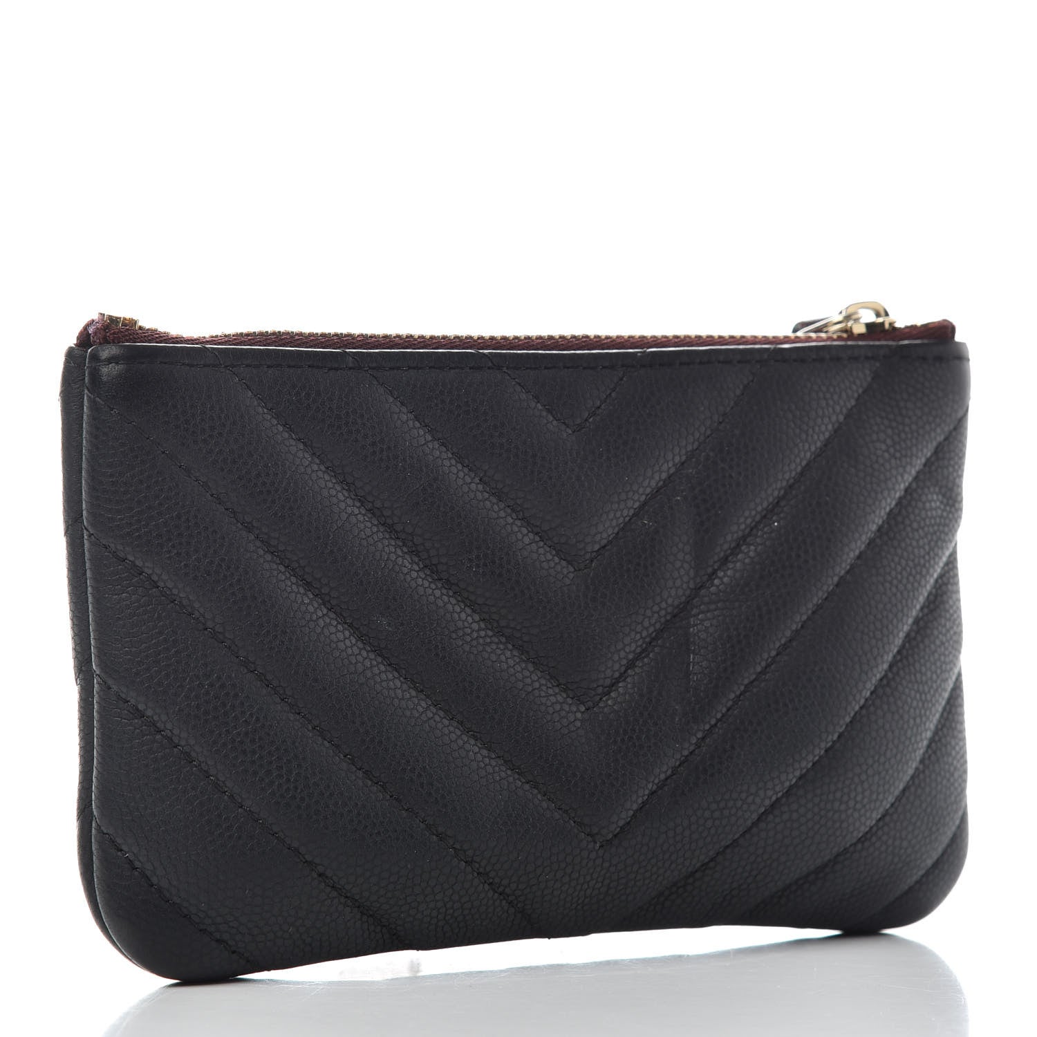 Chanel Caviar Chevron Quilted Small Cosmetic Case Black 3 of 6