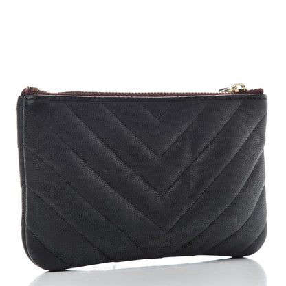 Chanel Caviar Chevron Quilted Small Cosmetic Case Black 3 of 6