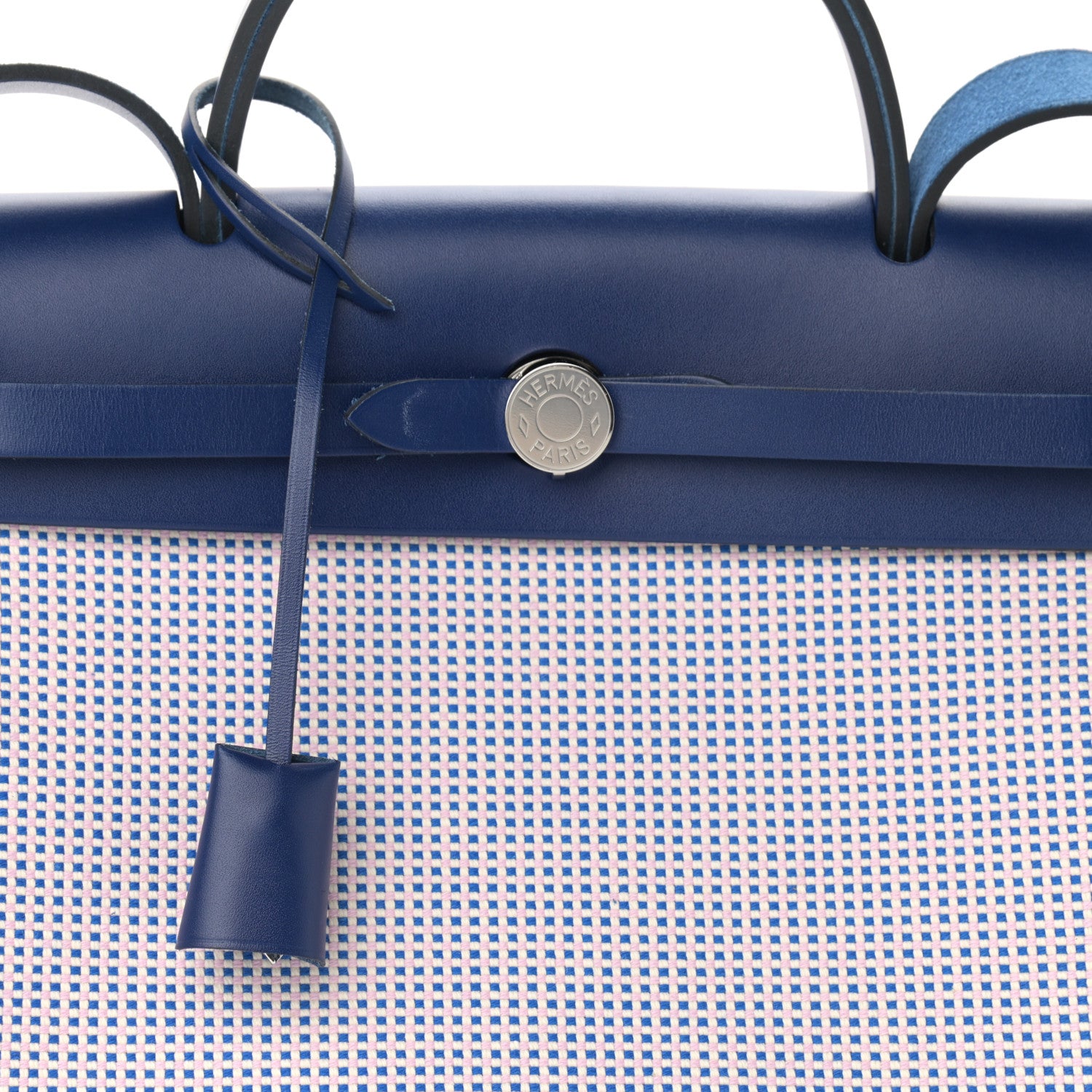 Hermes Criss Viking Vache Hunter Herbag Zip Retourne 31 PM Ecru Mauve Bleu 9 of 12