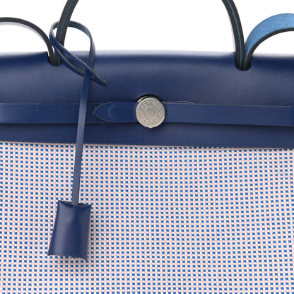 Hermes Criss Viking Vache Hunter Herbag Zip Retourne 31 PM Ecru Mauve Bleu 9 of 12