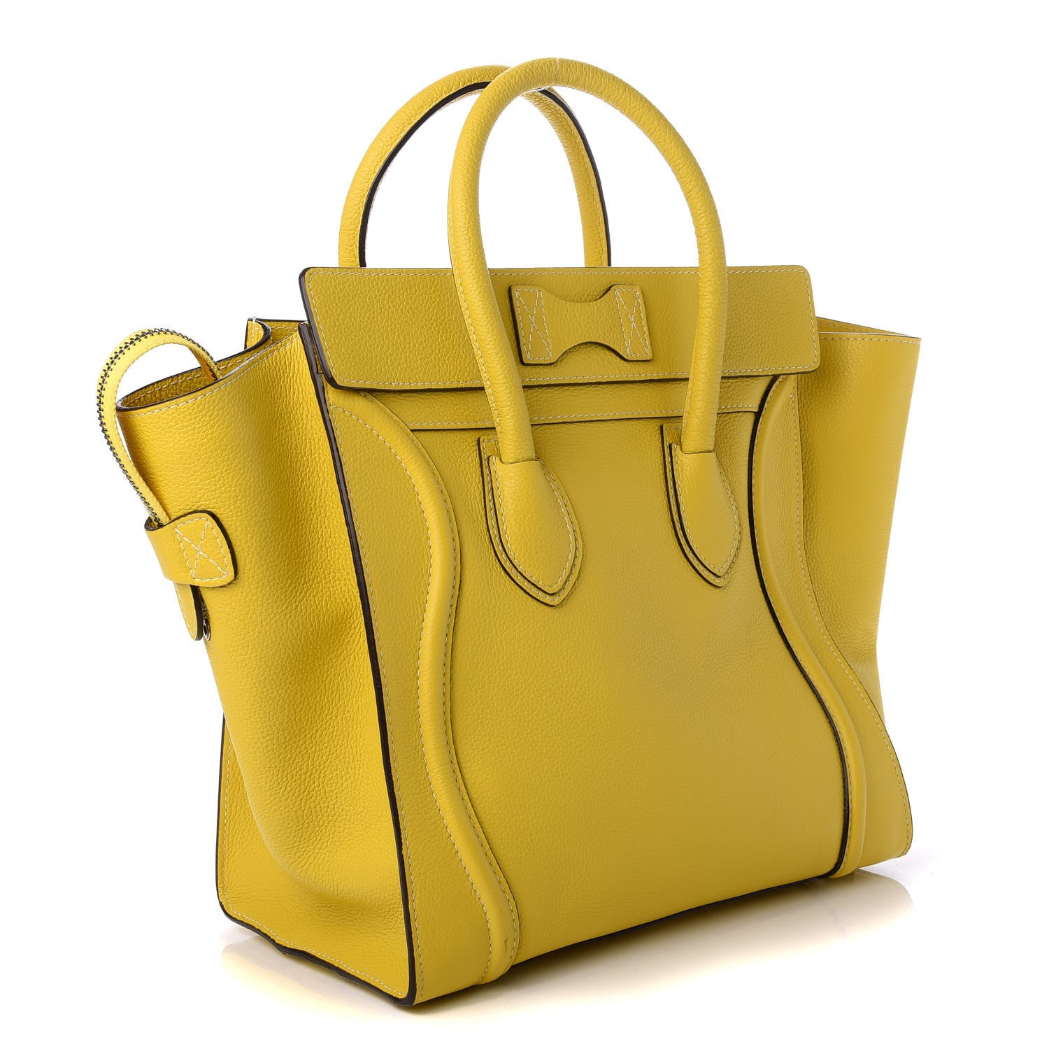 Celine Drummed Calfskin Mini Luggage Citron 3 of 9