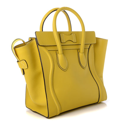 Celine Drummed Calfskin Mini Luggage Citron 3 of 9