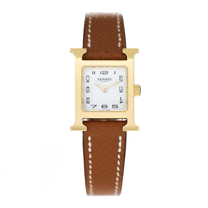 Hermes Stainless Steel Epsom 17.2mm Heure H Hour Quartz Watch Gold 1 of 5