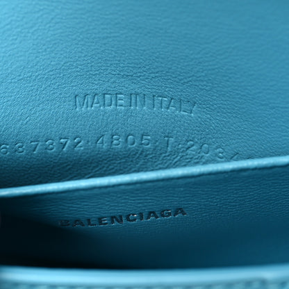 Balenciaga Shiny Box Calfskin Tonal B Hourglass Top Handle Bag Mini Azur 7 of 12