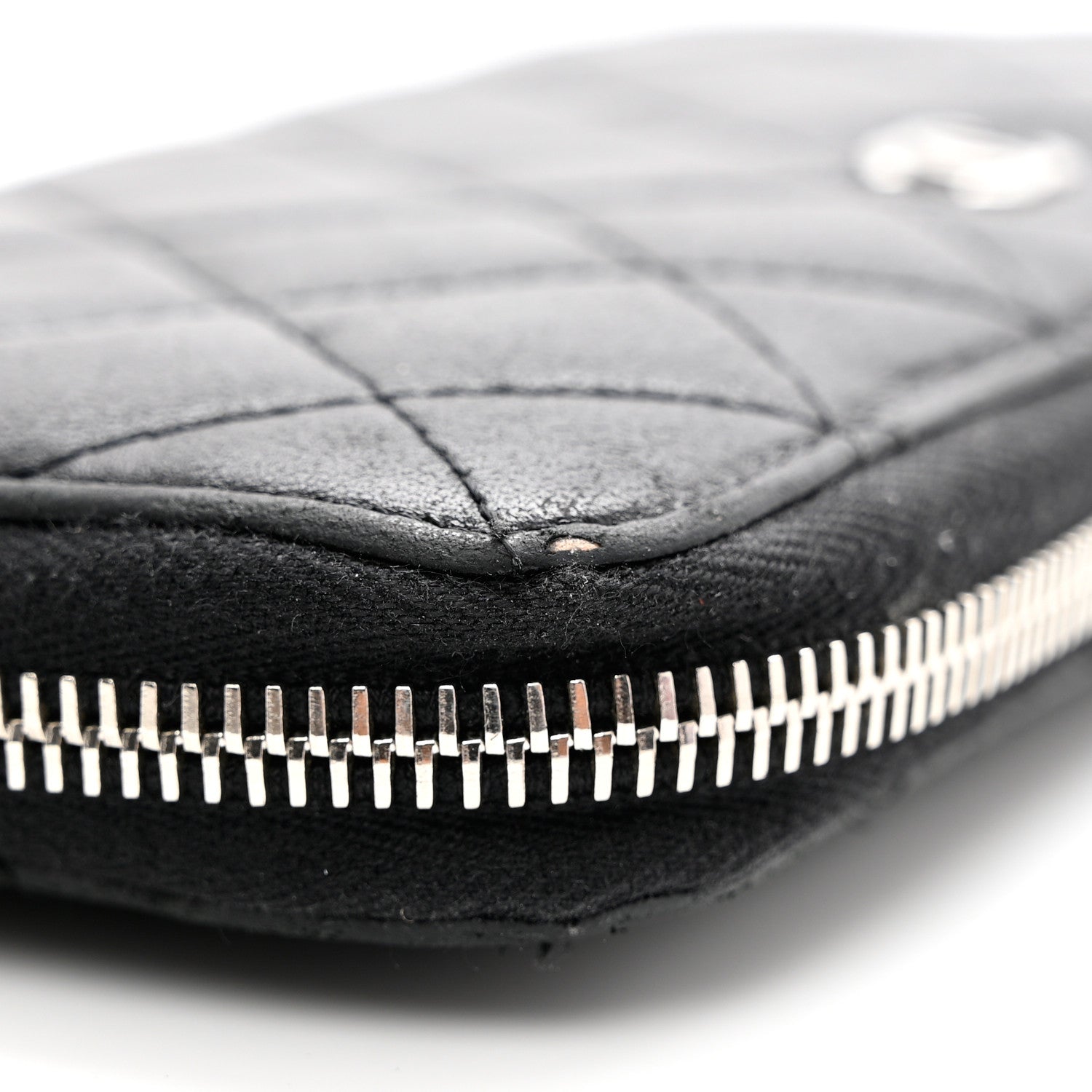 Chanel Lambskin Quilted Large Gusset Zip Around Wallet Black 10 of 11