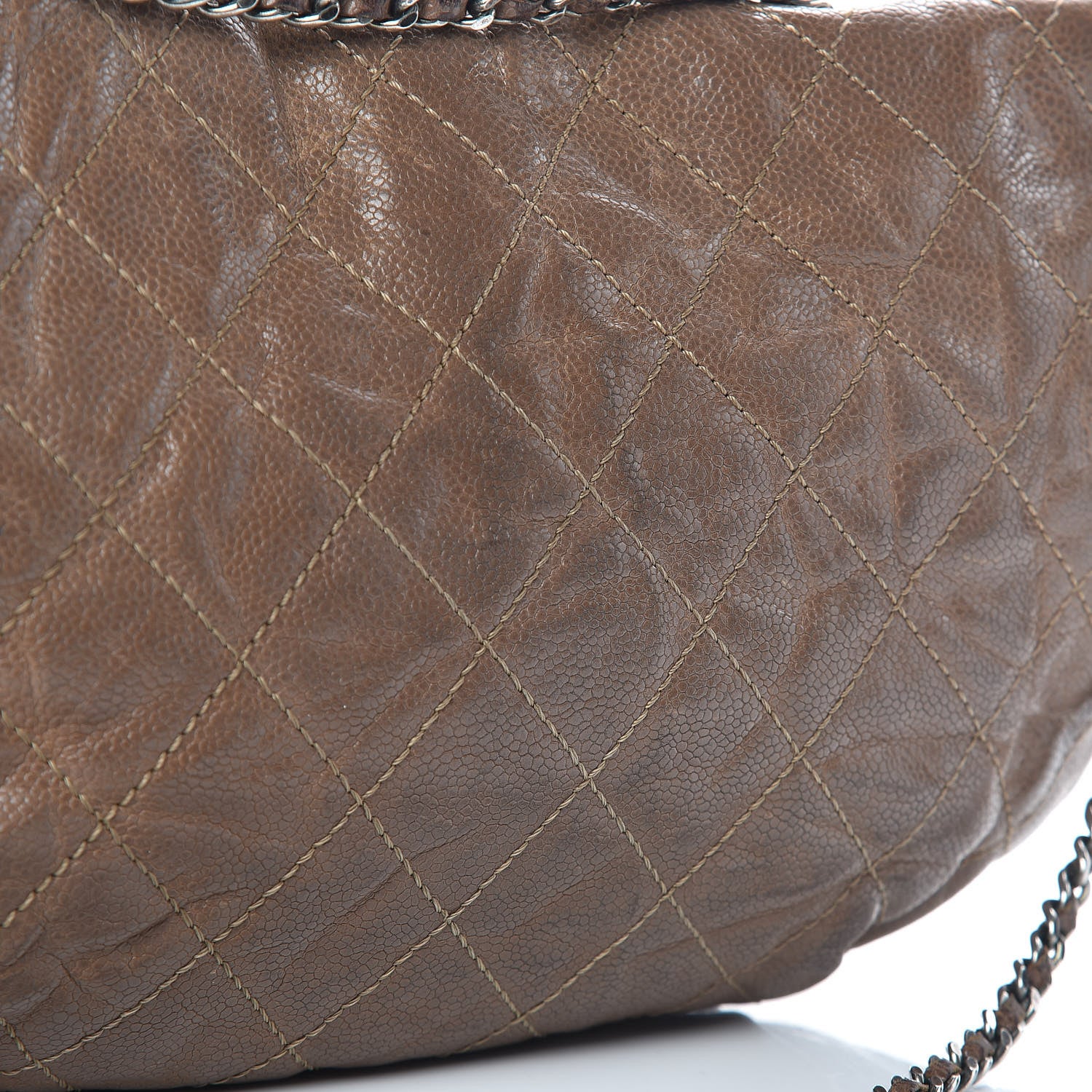 Chanel Caviar Quilted Medium Elastic Flap Brown 14 of 15