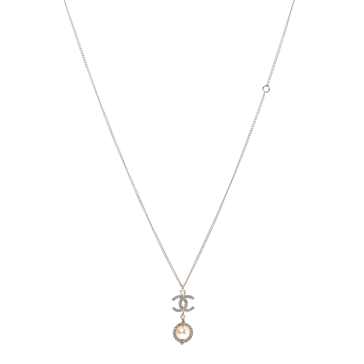 Crystal Pearl CC Lace Camellia Necklace Gold