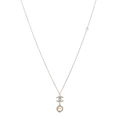 Chanel Crystal Pearl CC Lace Camellia Necklace Gold 1 of 5