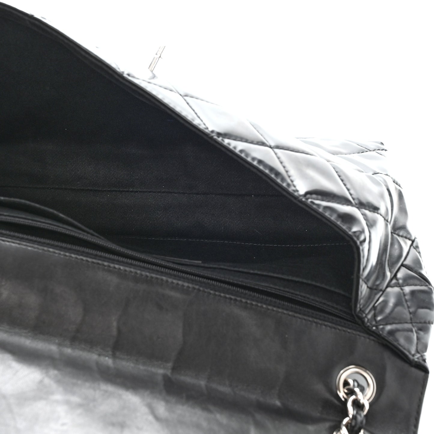 Vinyl Quilted In the Business Flap Bag Black