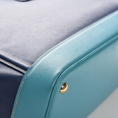 Prada Saffiano Bi-Color Tote Bleuette Turchese 9 of 12