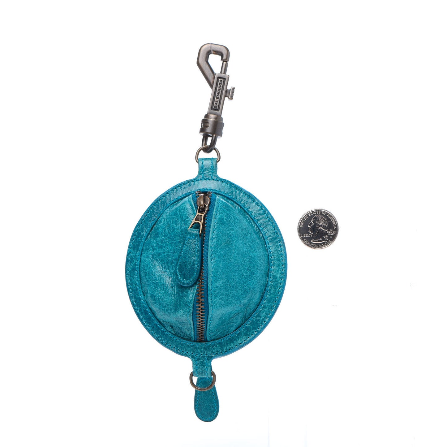 Chevre Classic Hardware Planet Key Pouch Turquoise