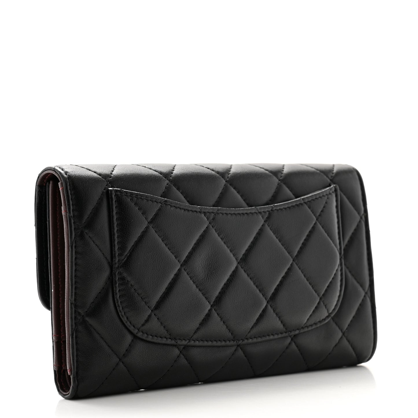 Lambskin Quilted Large Flap Wallet Black