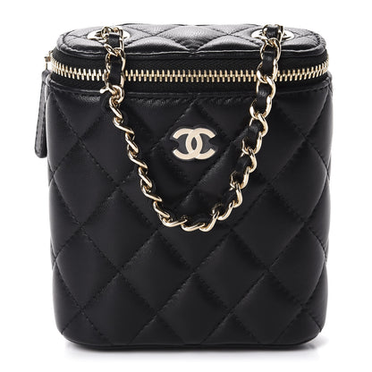 Chanel Lambskin Quilted Small Vertical Coco Beauty Vanity Case With Chain Black 1 of 10