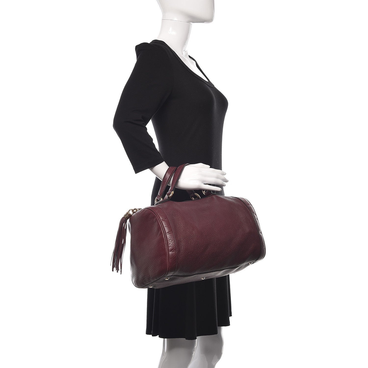 Gucci Pebbled Calfskin Medium Soho Boston Burgundy 2 of 15