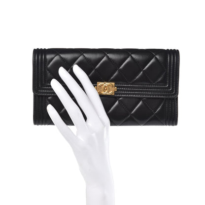 Chanel Lambskin Quilted Boy Flap Wallet Black 2 of 10