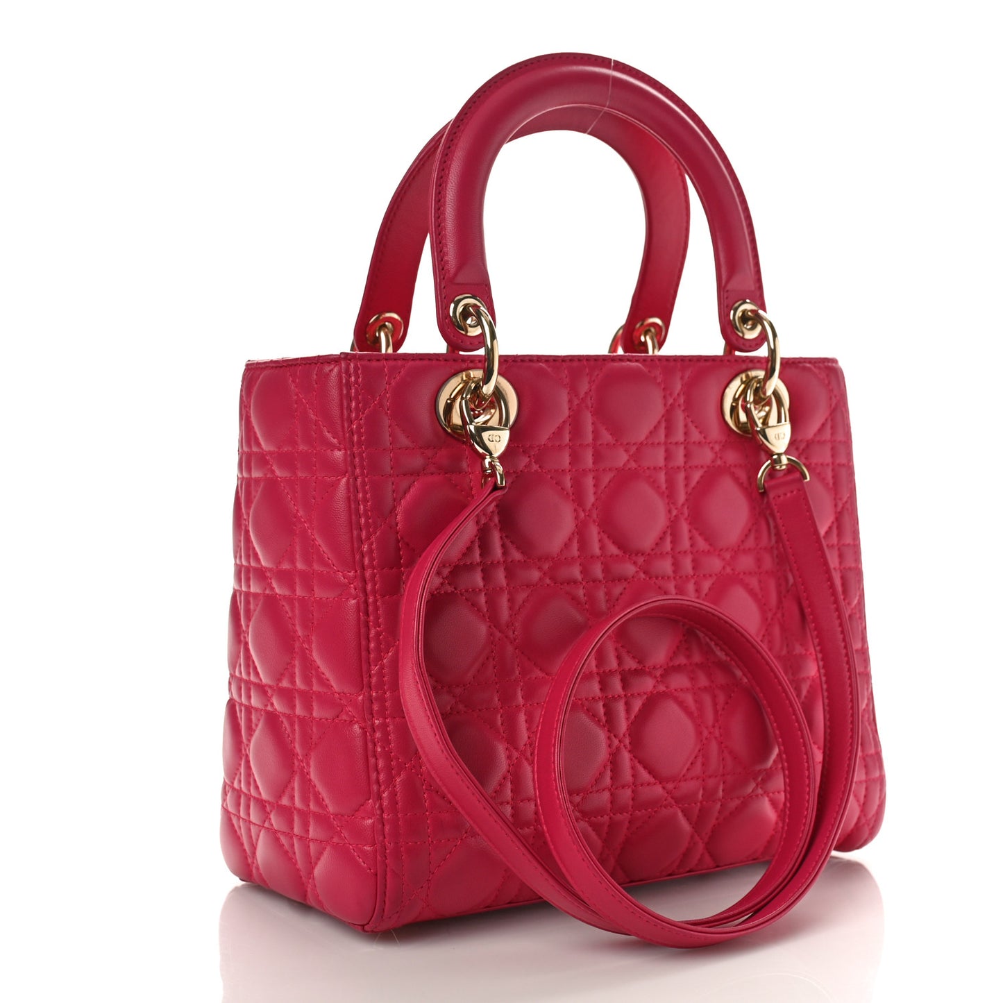 Lambskin Cannage Medium Lady Dior Pink