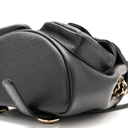 Chanel Shiny Caviar Quilted Small Duma Pockets Drawstring Backpack Black 10 of 10
