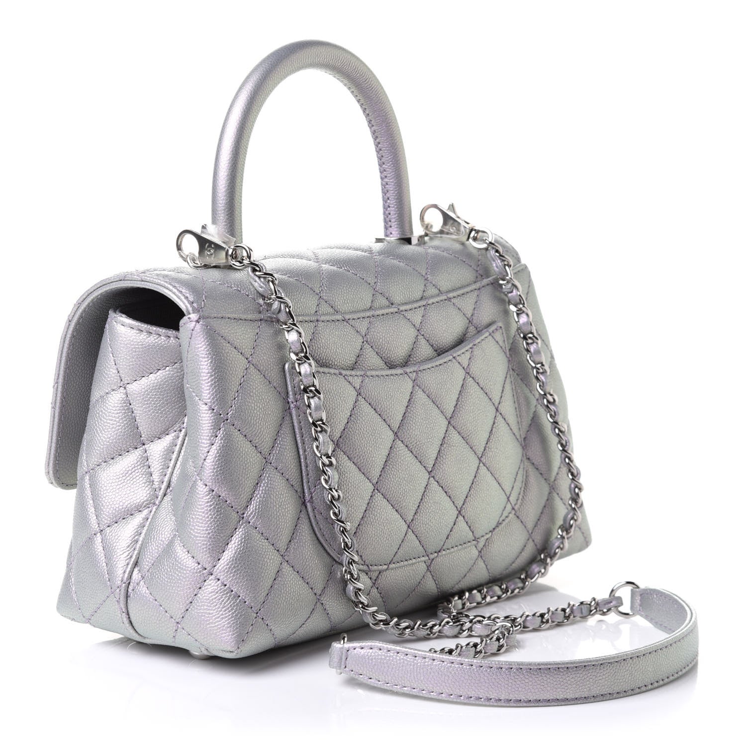 Chanel Iridescent Caviar Quilted Mini Coco Handle Flap Purple 2 of 10