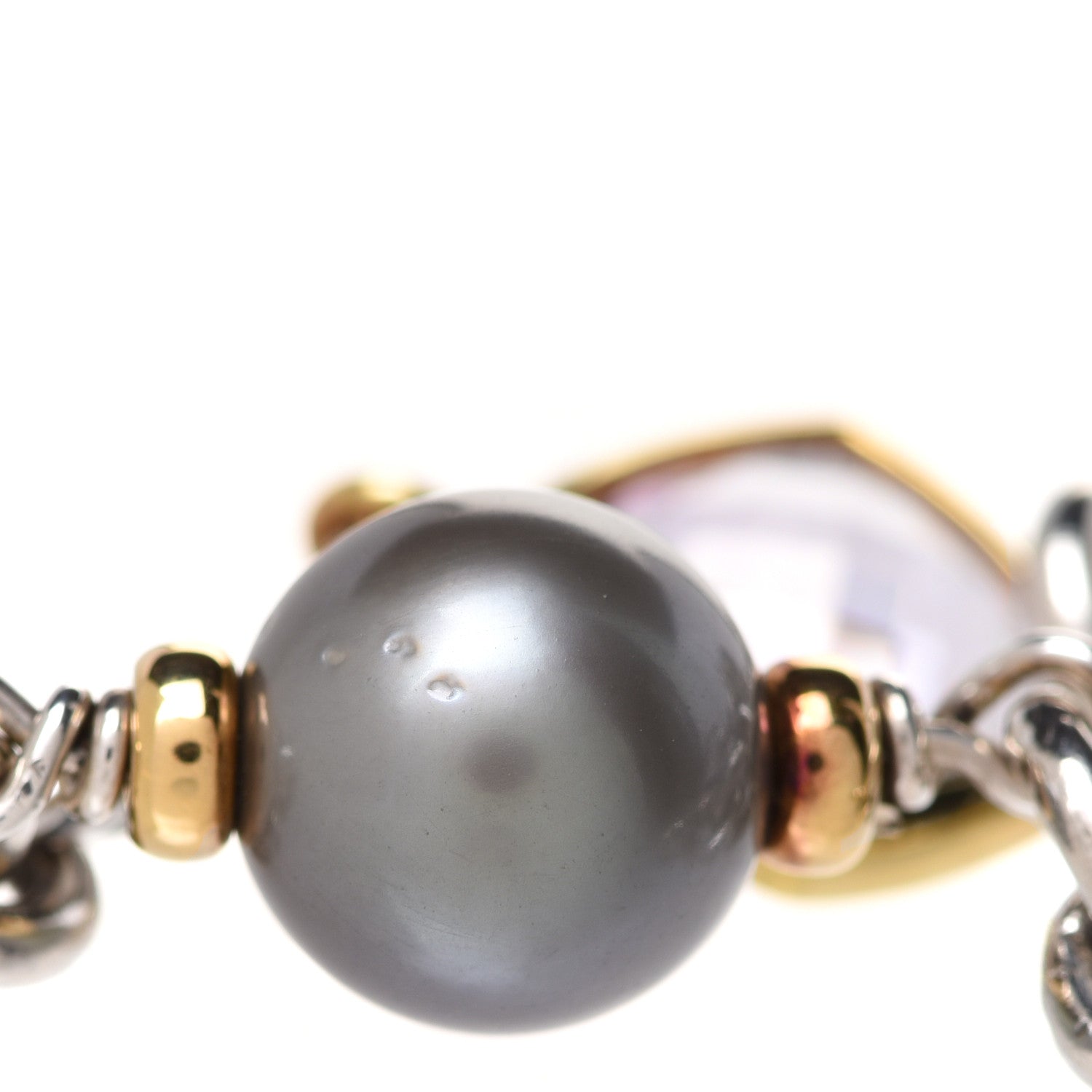 David Yurman Sterling Silver 18K Yellow Gold Amethyst Pearl Figaro Chain Necklace 7 of 8