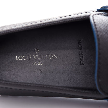 Louis Vuitton Taiga Mens Hockenheim Moccasin Loafers 8 Ardoise 8 of 10