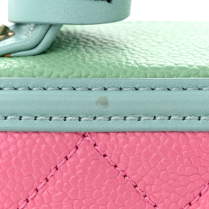 Chanel Caviar Quilted Small CC Filigree Vanity Case Pink Green Blue 14 of 15
