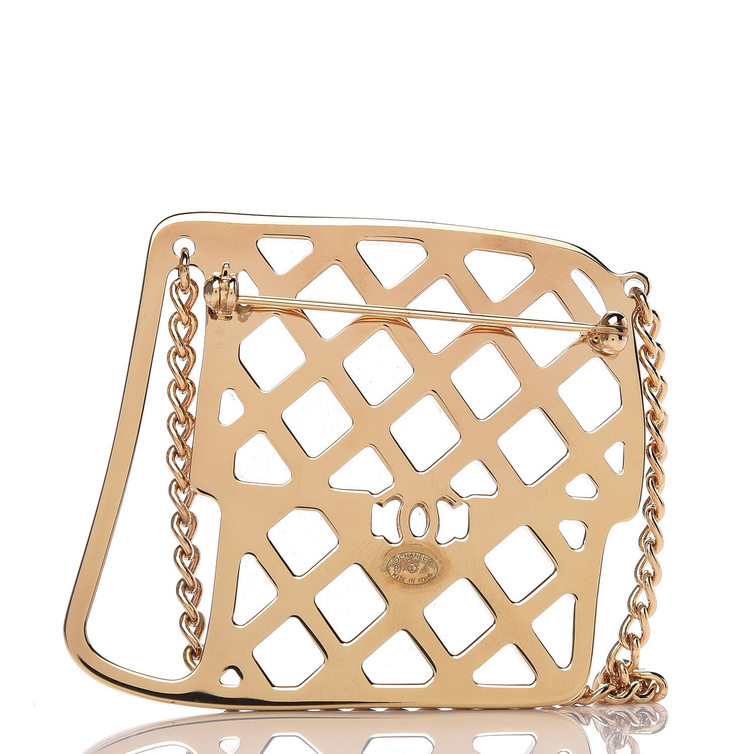 Chanel Crystal Flap Bag Brooch Black Gold 3 of 5