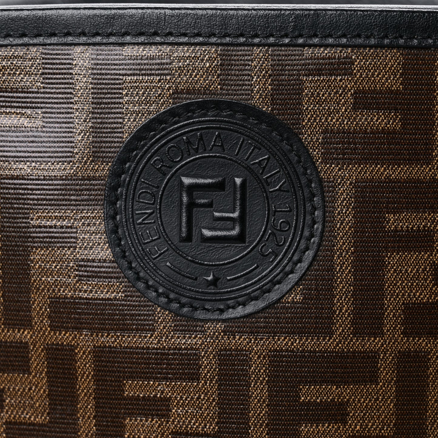Glazed Fabric Vitello Century FF 1974 Stamp Patch Camera Case Mogano Panna Black