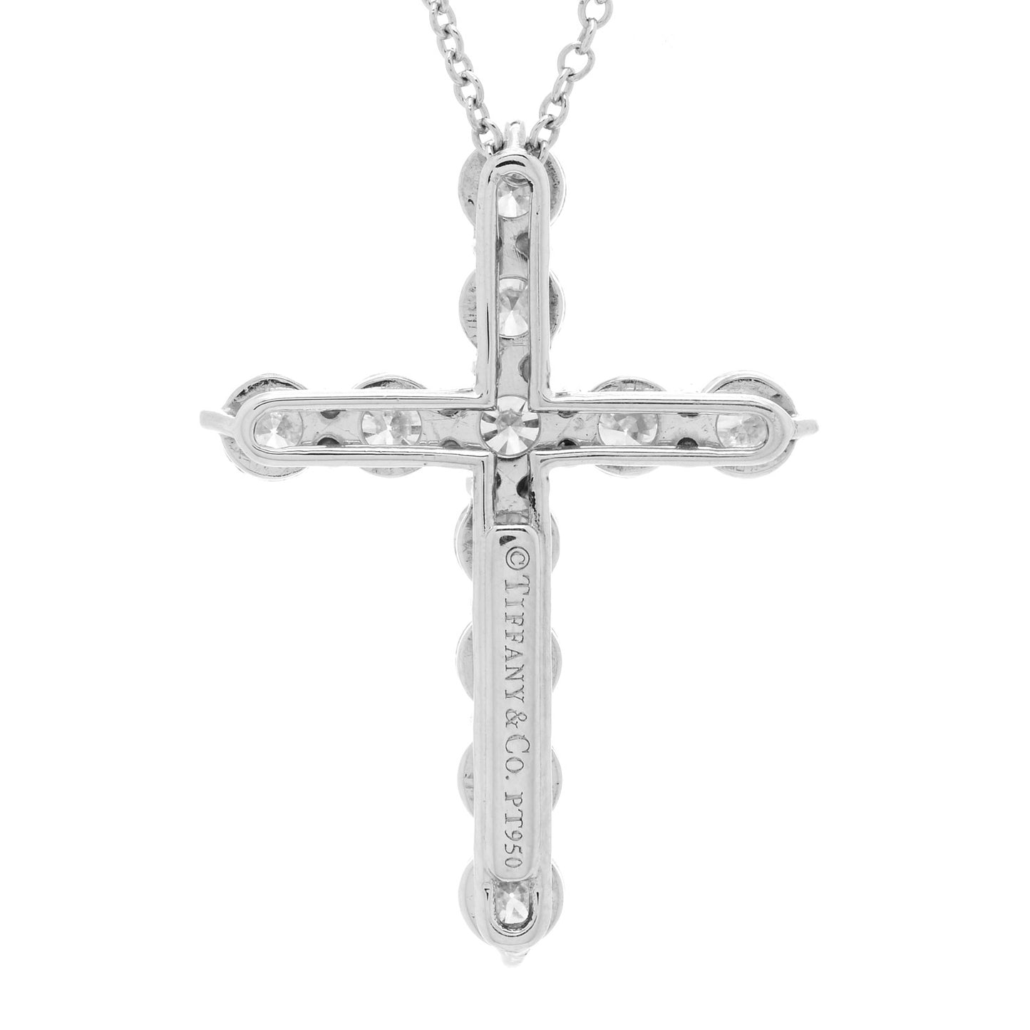 Platinum Diamond Large Cross Pendant Necklace