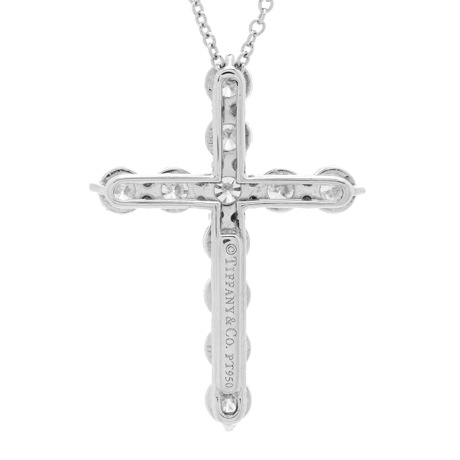 Tiffany Platinum Diamond Large Cross Pendant Necklace 5 of 5