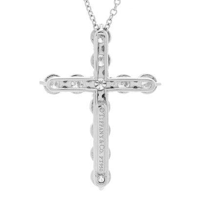 Tiffany Platinum Diamond Large Cross Pendant Necklace 5 of 5