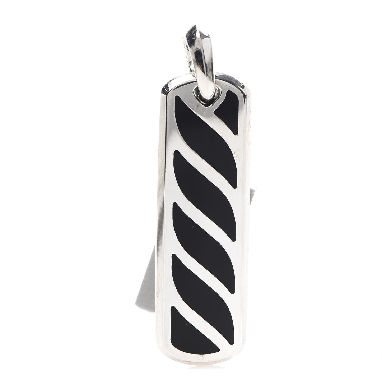 Sterling Silver Black Onyx Graphic Cable Ingot Tag Pendant