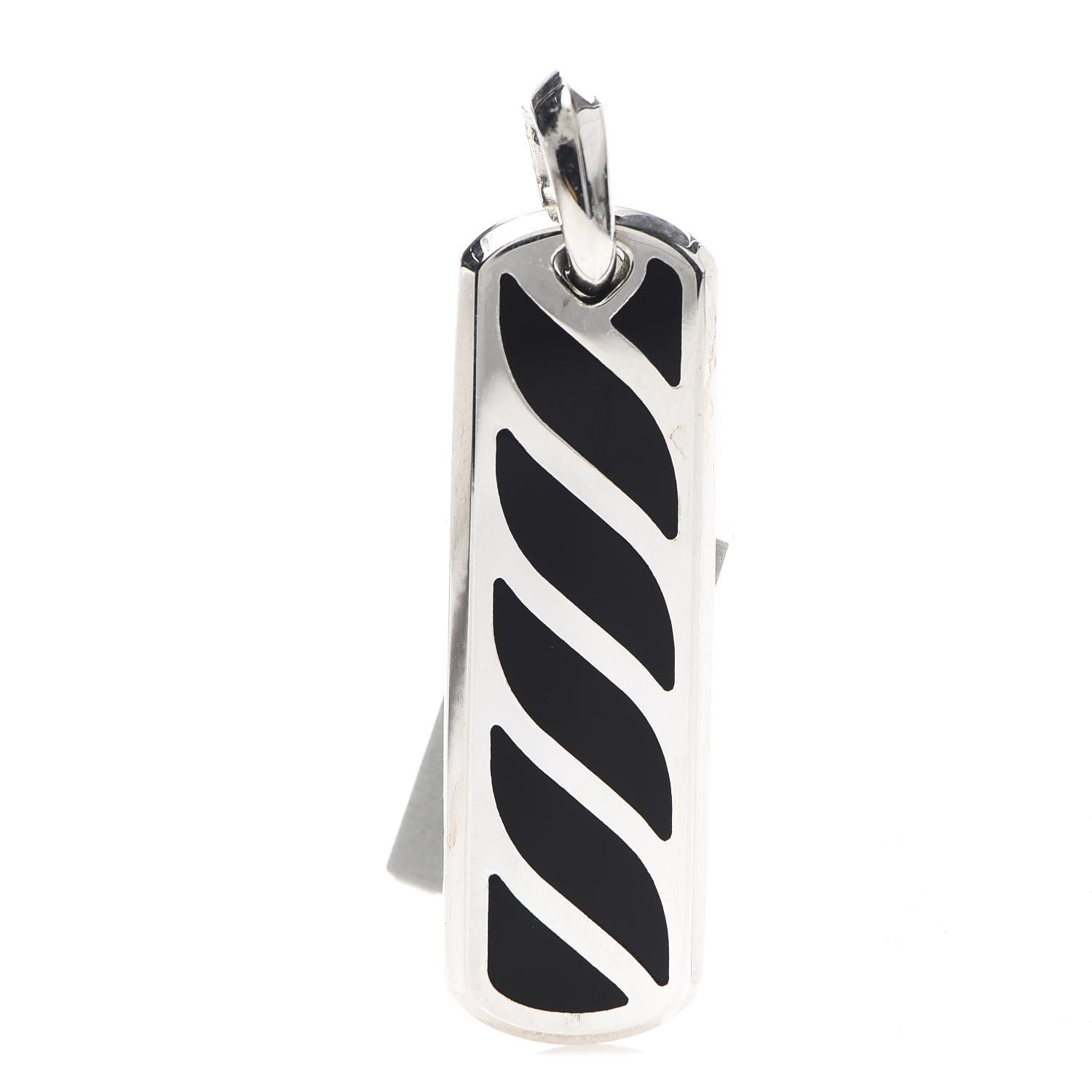 David Yurman Sterling Silver Black Onyx Graphic Cable Ingot Tag Pendant 1 of 3