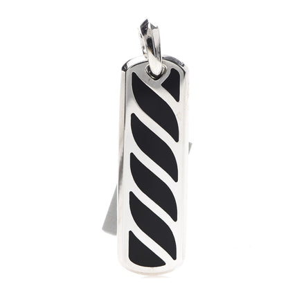 David Yurman Sterling Silver Black Onyx Graphic Cable Ingot Tag Pendant 1 of 3