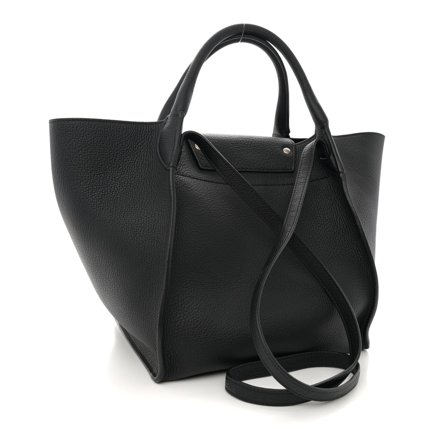 Supple Grained Calfskin Small Long Strap Big Bag Black