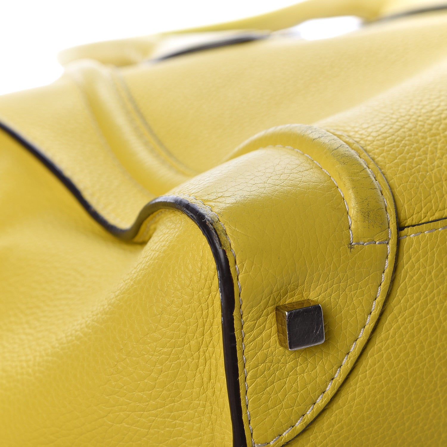 Celine Drummed Calfskin Mini Luggage Citron 17 of 26