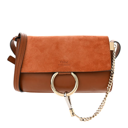 Chloe Suede Calfskin Small Faye Shoulder Bag Tobacco 1 of 10