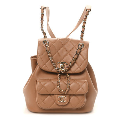 Chanel Quilted Small Duma Pockets Drawstring Backpack Light Brown 1 of 10