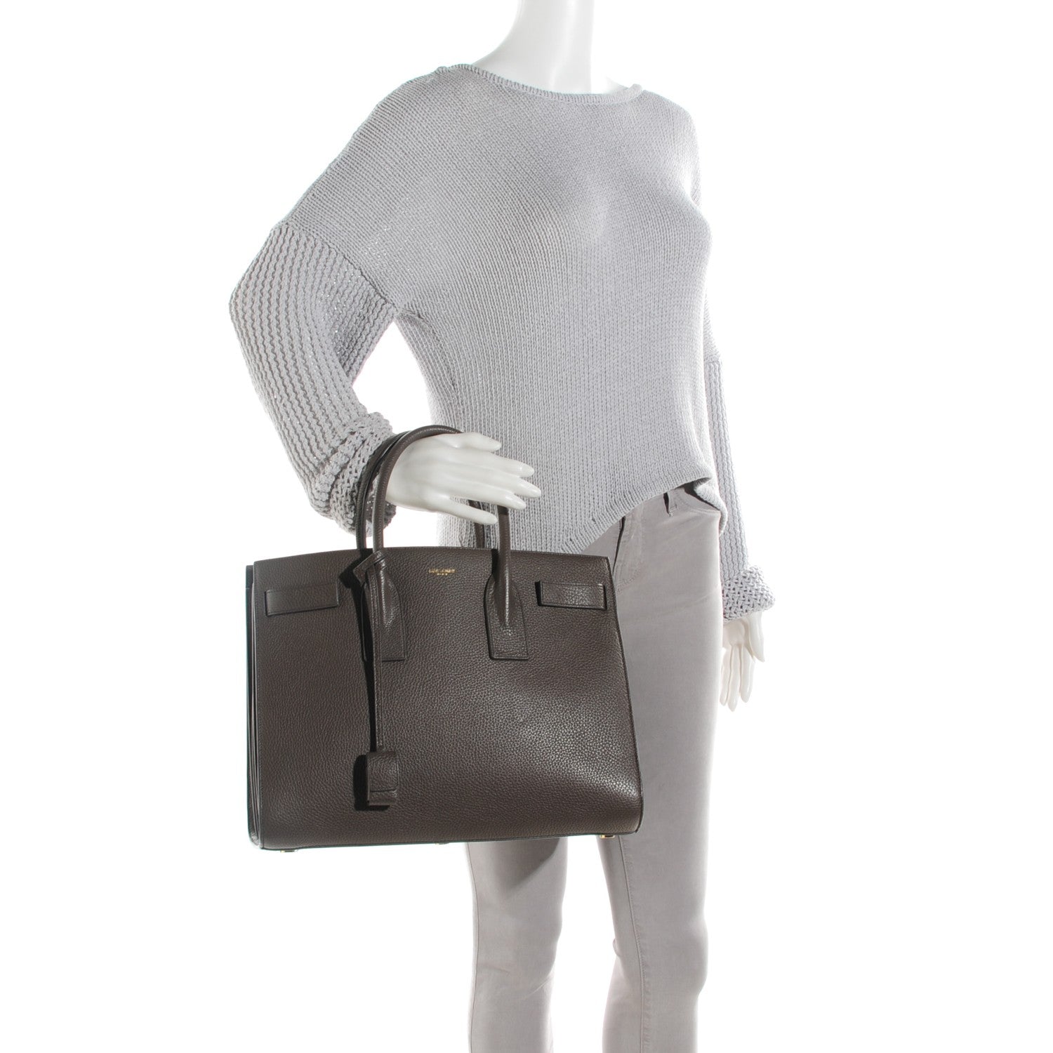 Saint Laurent Grained Calfskin Large Sac de Jour Carryall Earth 2 of 7