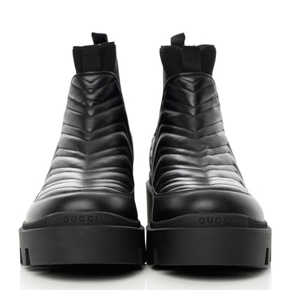 Gucci Calfskin Nappa Matelasse Frances Chelsea Boots 40 Black 4 of 16