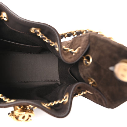 Chanel Suede Quilted Mini Chanel 25 Handbag Dark Brown 9 of 21
