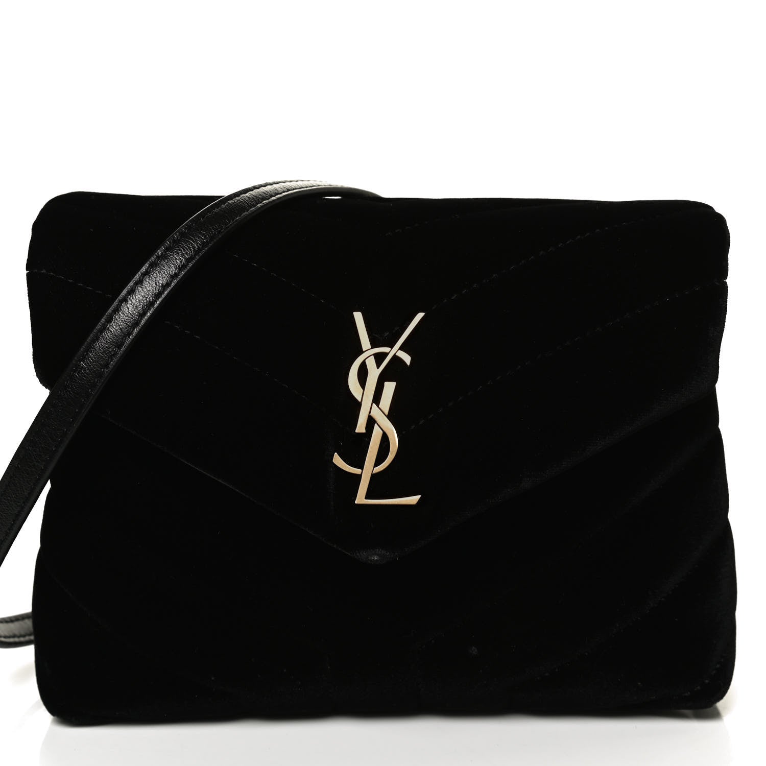 Saint Laurent Velvet Y Quilted Monogram Toy Loulou Chain Satchel French Black 9 of 13