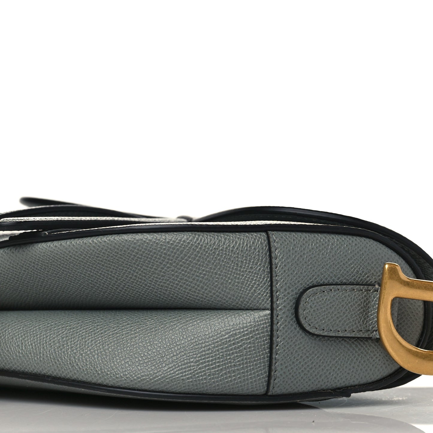 Grained Calfskin Saddle Bag Grey Stone