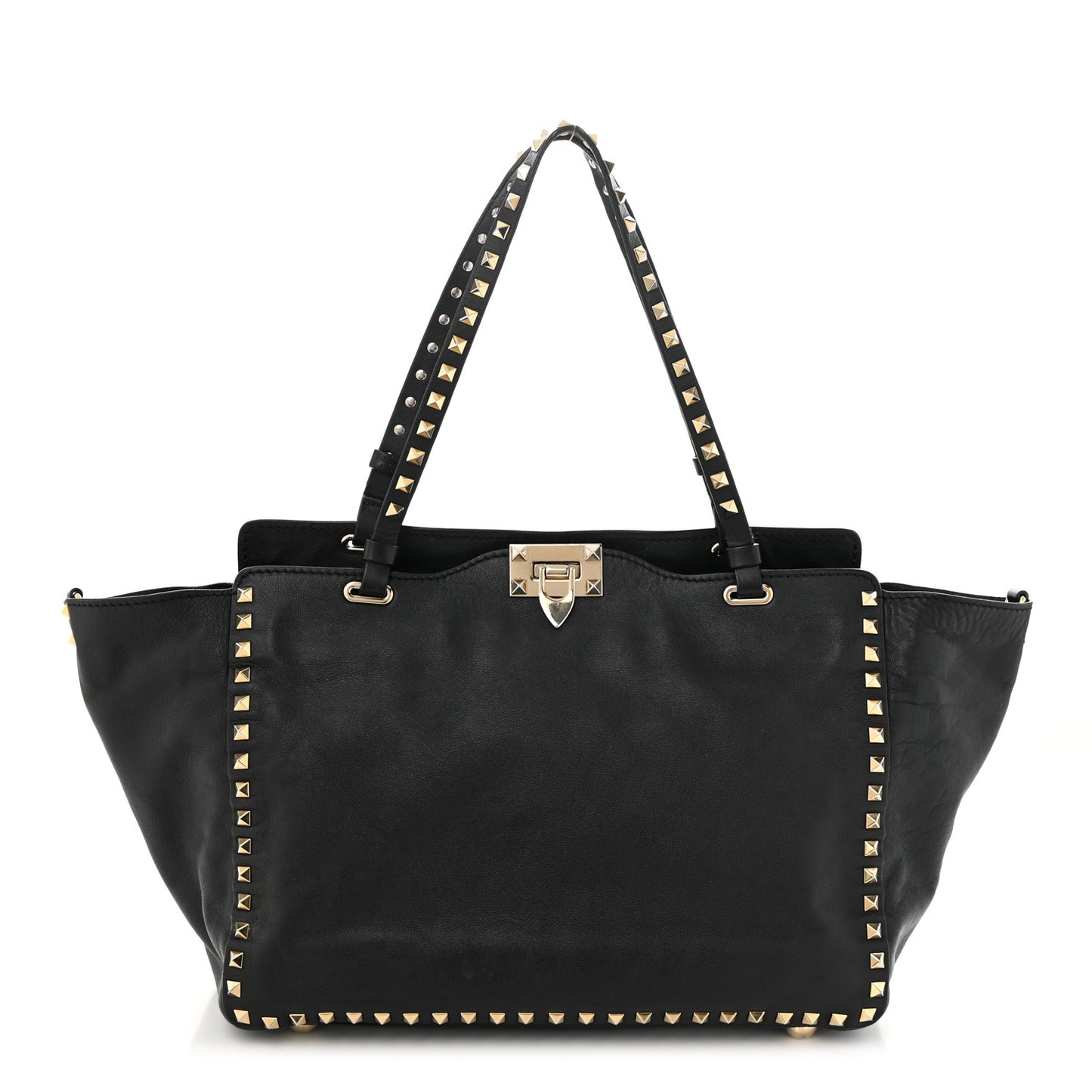 Vitello Medium Rockstud Tote Black