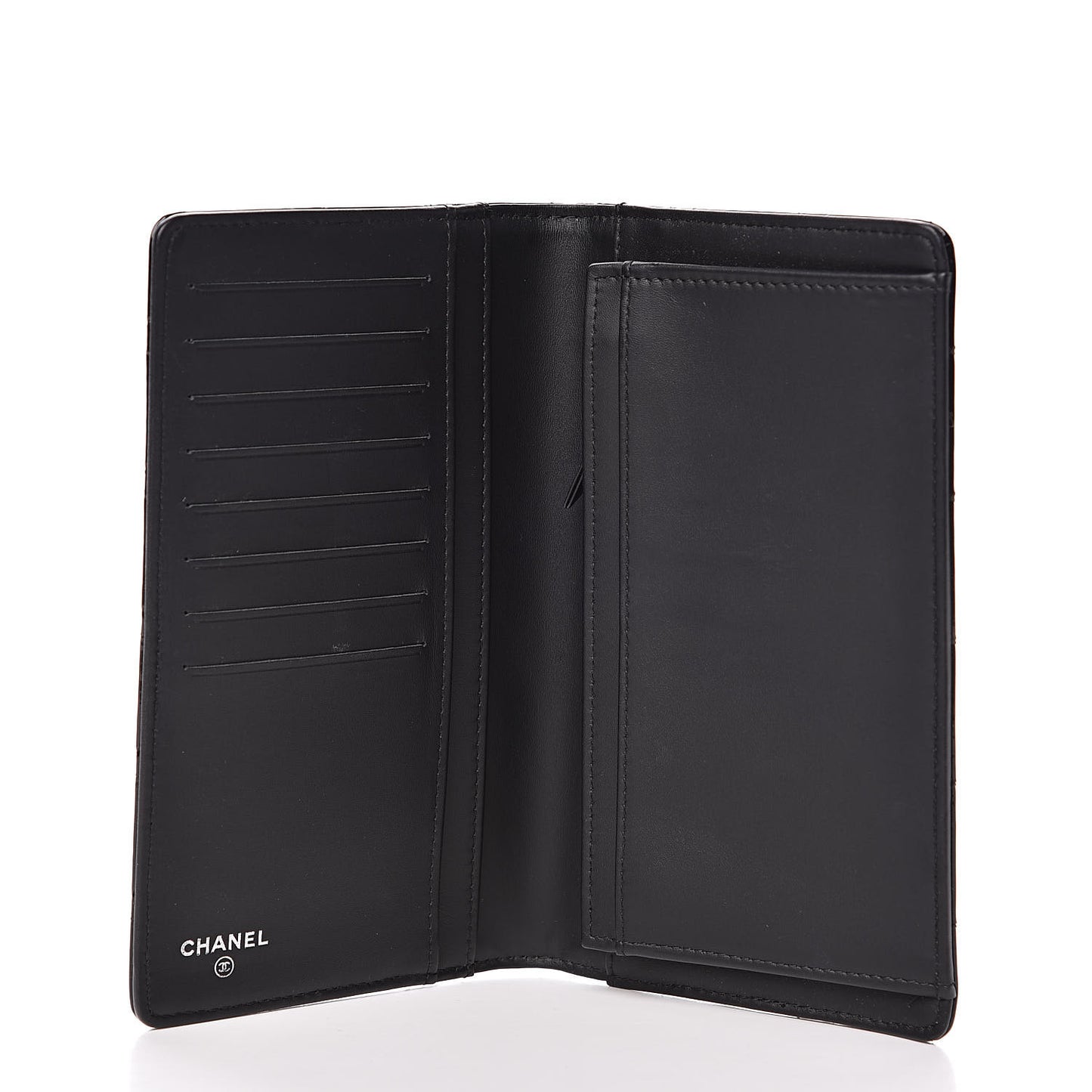 Patent Quilted Brilliant Yen Wallet Black