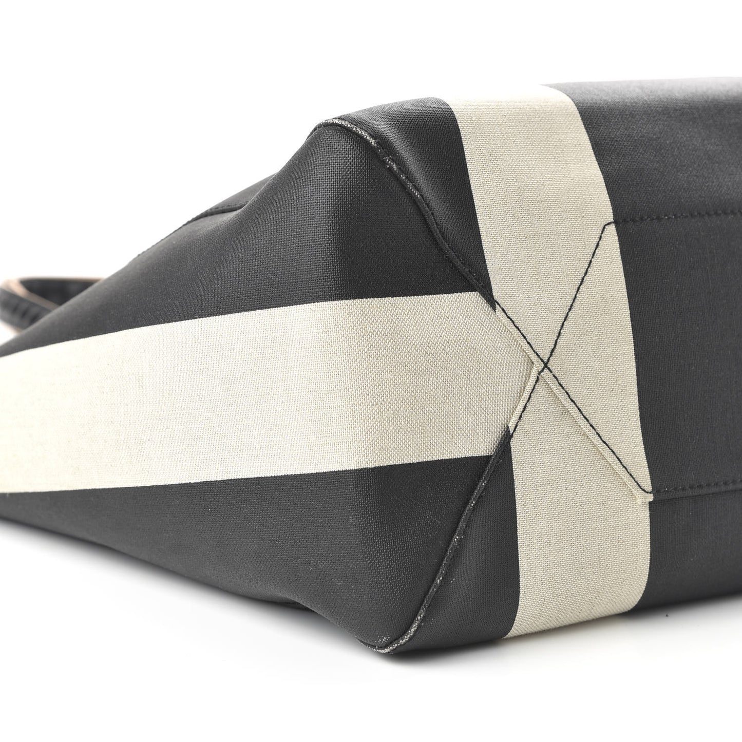 Canvas Stripe Ilse East West Shopper Tote Black White