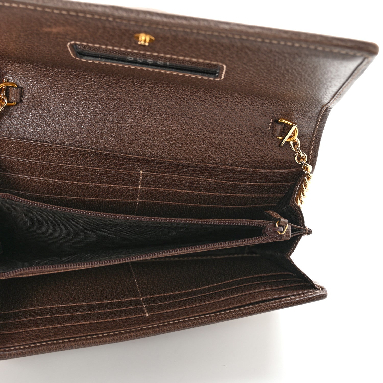 Gucci GG Supreme Monogram Web Ophidia Wallet On Chain Brown 6 of 10